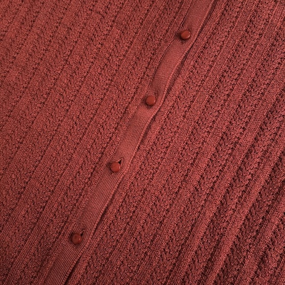 EUC Sezane Louis Ruffle Sleeve Cardigan in Rosewood Pink Merino Wool | size L - Picture 9 of 10